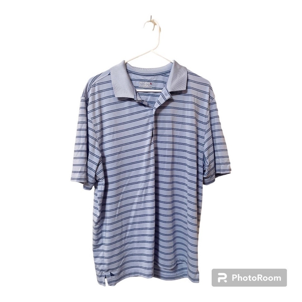 Untuckit Cronos Double Stripe Light Blue Polo XL